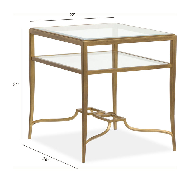Lorena Burnished Brass Rectangular End Table - T6300-03