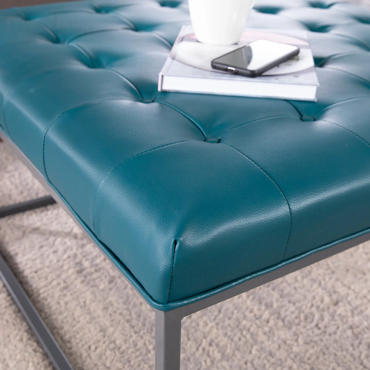 Ciarin Upholstered Cocktail Ottoman - Blue - AmericanHomeFurniture
