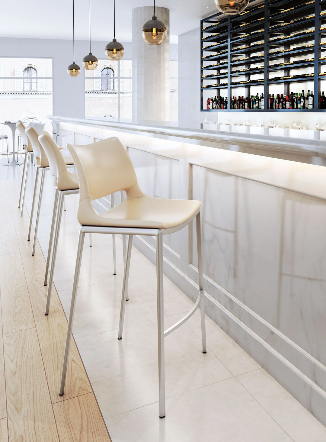 Ace Barstool (Set of 2) Light Pink & Silver - AmericanHomeFurniture