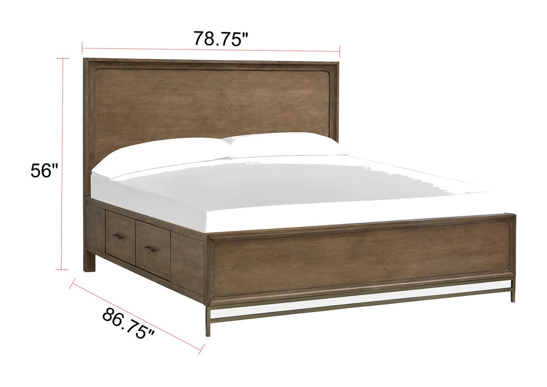 Lindon Belgian Wheat And Coffee Bean King Panel Storage Bed - B5570-64A