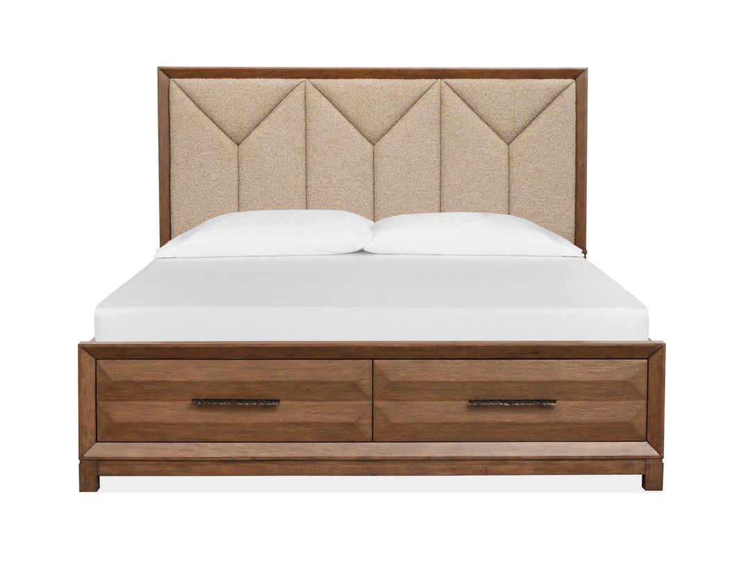 Callisto Bourbon Brown King Upholstered Panel Storage Bed - B6396-65A