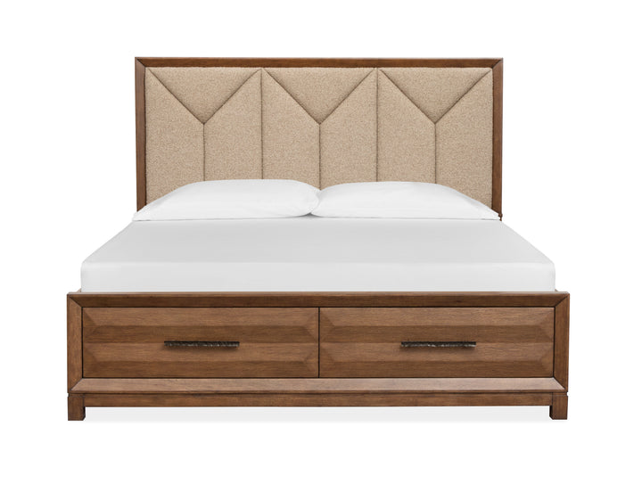 Callisto Bourbon Brown King Upholstered Panel Storage Bed - B6396-65A