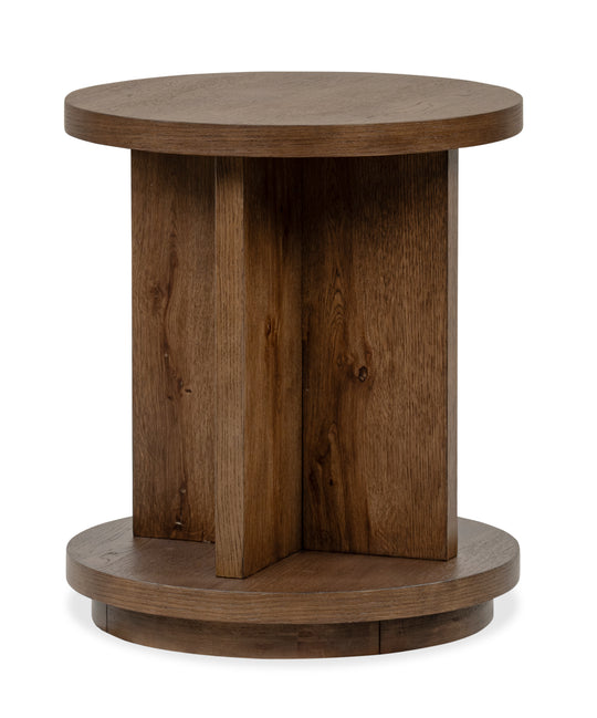 Oswald Brown Round End Table - T6576-05
