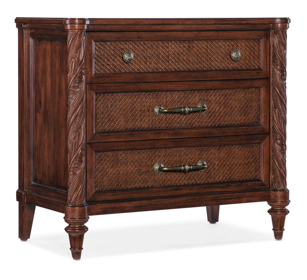 Charleston Three-Drawer Nightstand with Cane Drawer Fronts