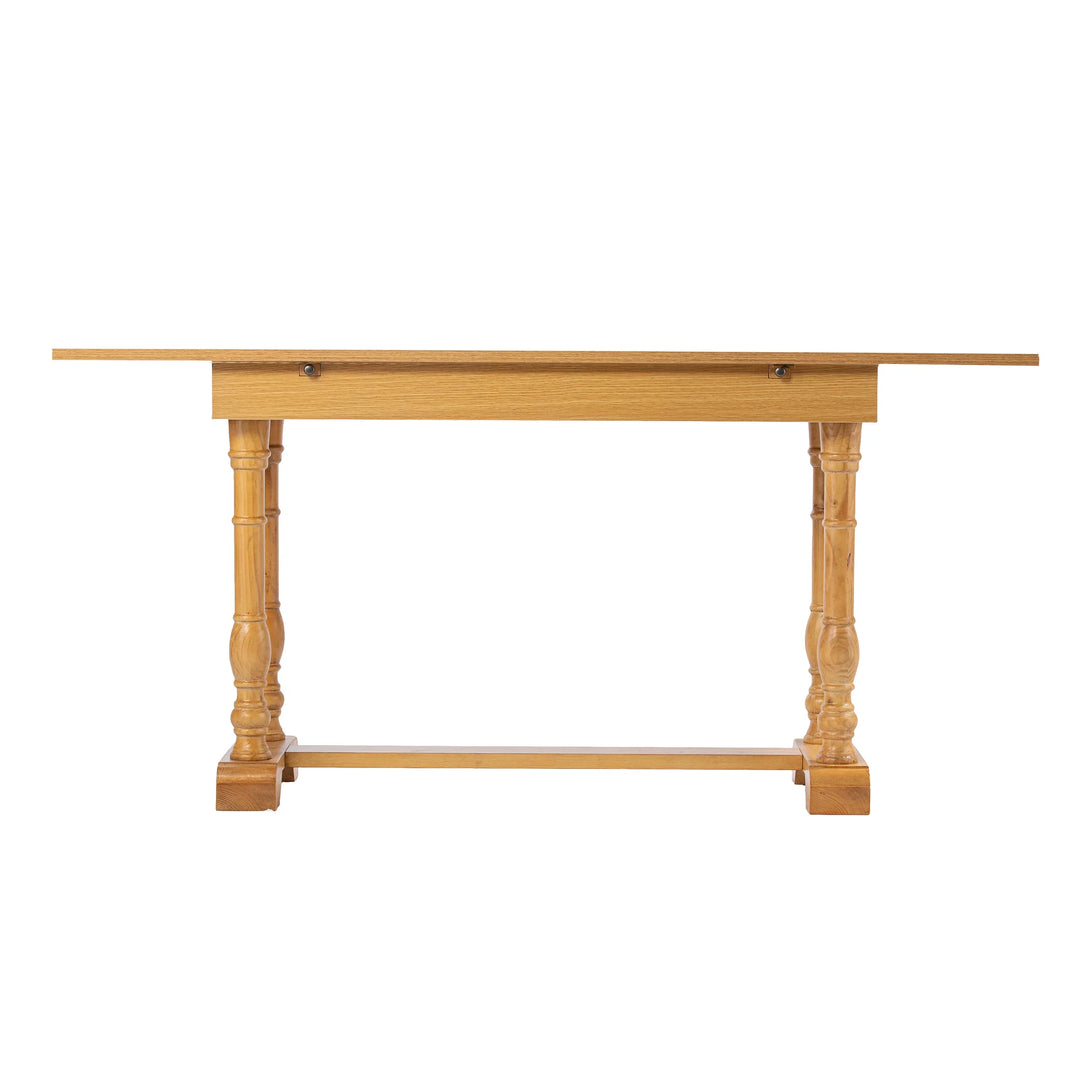 Edenderry Farmhouse Folding Trestle Console to Dining Table – Natural Oak - AmericanHomeFurniture