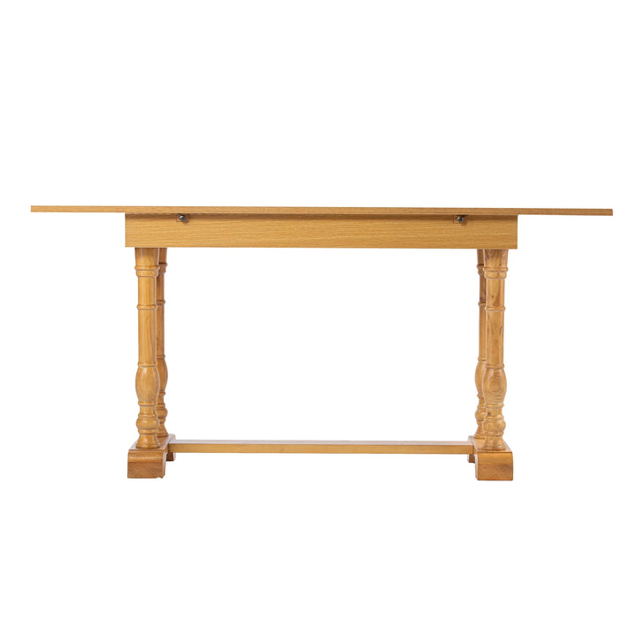 Edenderry Farmhouse Folding Trestle Console to Dining Table – Natural Oak - AmericanHomeFurniture