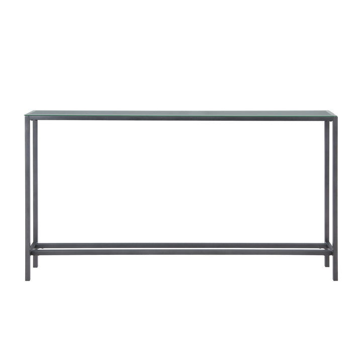 American Home Furniture | SEI Furniture - Darrin Narrow Long Console Table w/ Mirrored Top – Gunmetal Gray