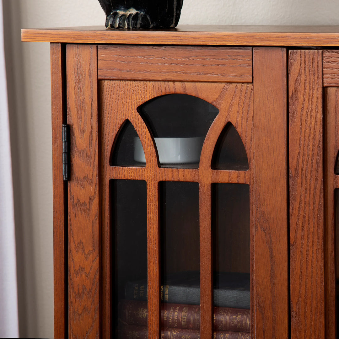 Window Pane Media Cabinet - Oak - AmericanHomeFurniture