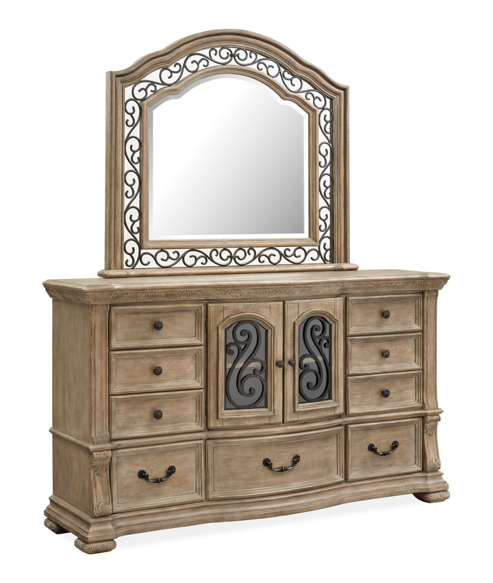 Marisol Fawn Drawer Dresser With Shaped Mirror - B5132-2045