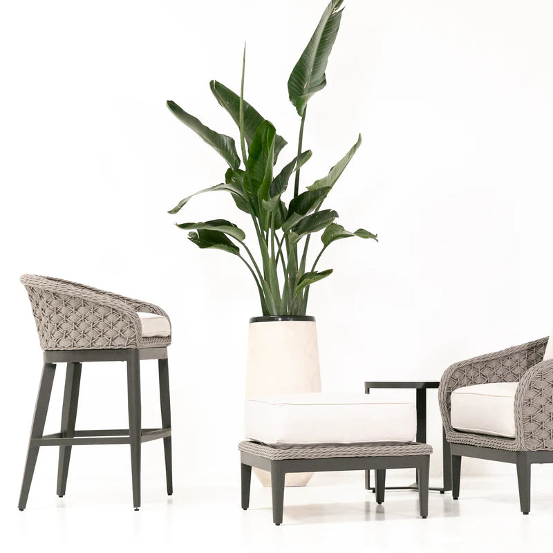 Marbella Barstool in Dupione Celeste, No Welt