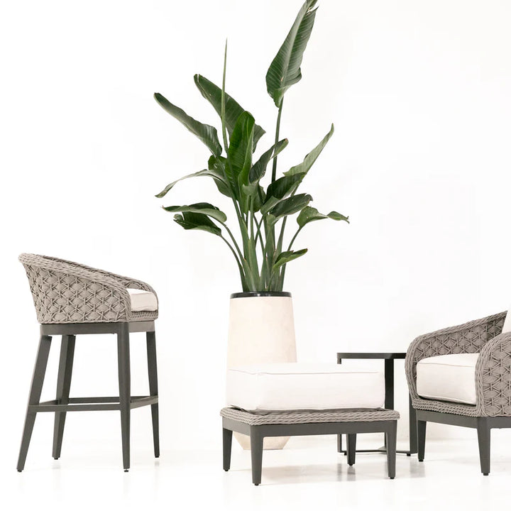 Marbella Barstool in Dupione Celeste, No Welt