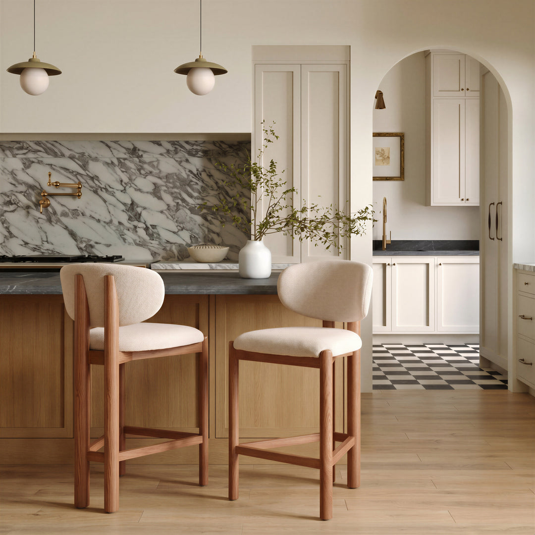 Rosetta Counter Stool (Set of 2) Beige & Walnut - 111219