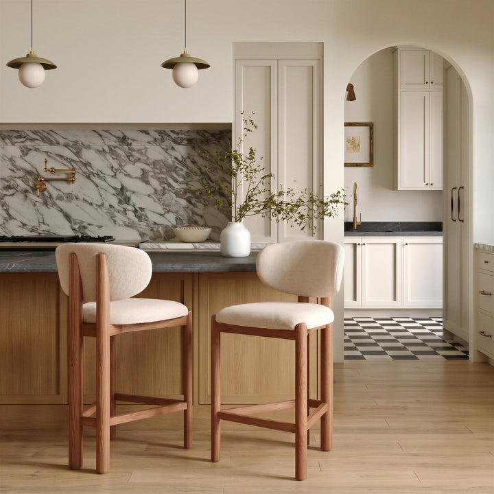 Rosetta Counter Stool (Set of 2) Beige & Walnut - 111219