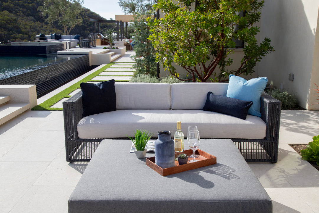 Milano Sofa in Dupione Celeste w/ Self Welt