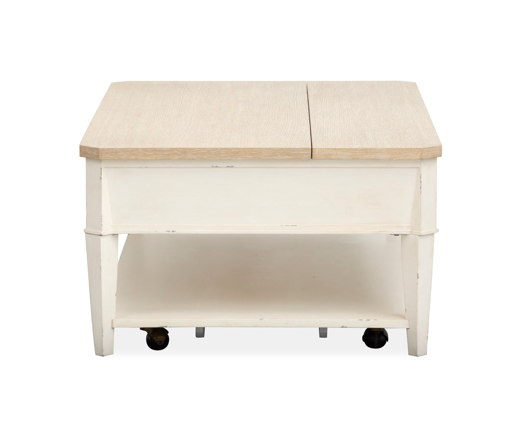 Echo Isles Sea Pearl And Driftwood Lift Top Storage Cocktail Table With Casters - T6310-50