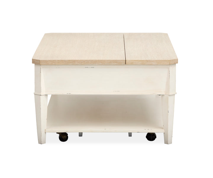 Echo Isles Sea Pearl And Driftwood Lift Top Storage Cocktail Table With Casters - T6310-50