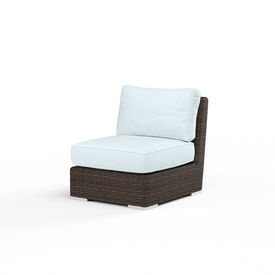 Montecito Armless Club Chair in Canvas Skyline w/ Self Welt