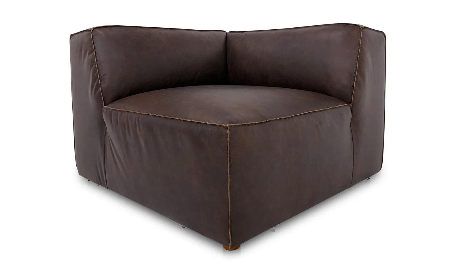 Moe's Home Collection Form Corner Chair Espresso Brown Leather SOFAS + SECTIONALS