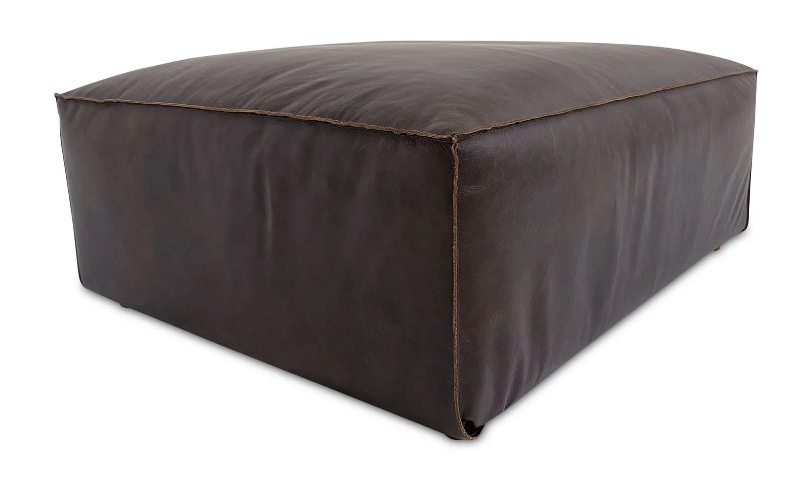 Moe's Home Collection Form Ottoman Espresso Brown Leather OTTOMANS, POUFS, + STOOLS