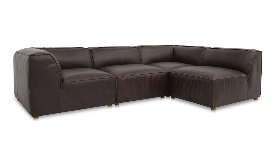 Form Signature Modular Sectional Espresso Brown Leather - AmericanHomeFurniture