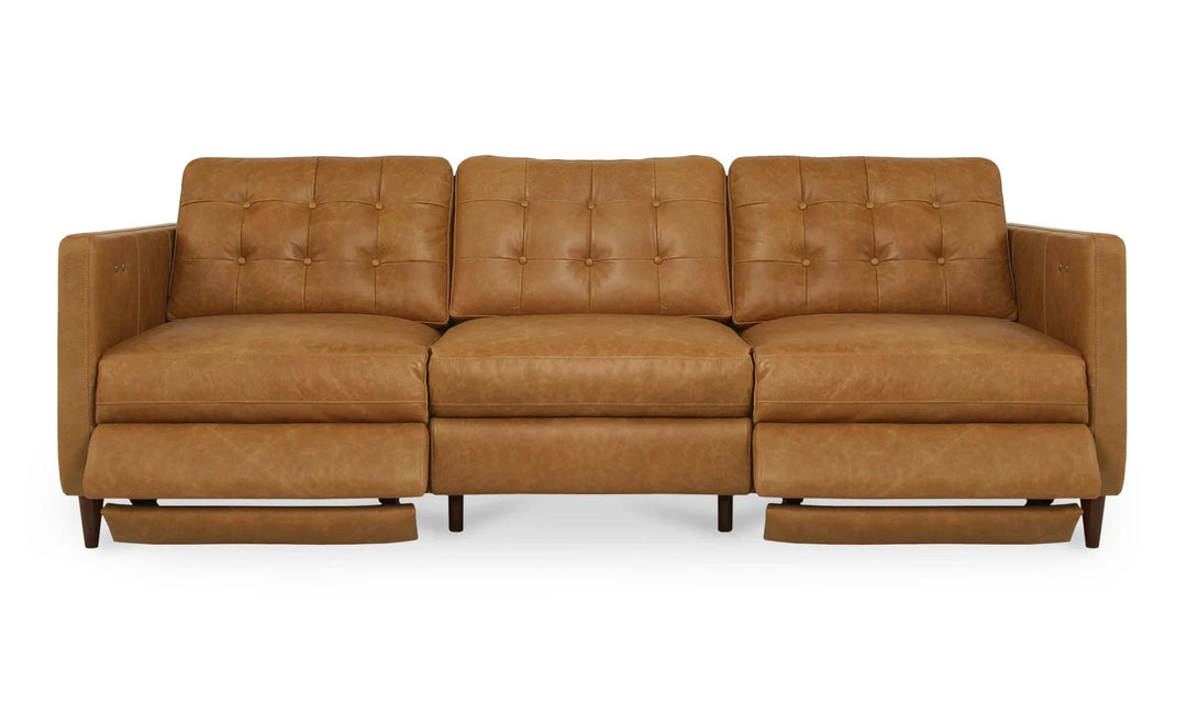 Bridgers Power Recliner Sofa Tan Leather - AmericanHomeFurniture