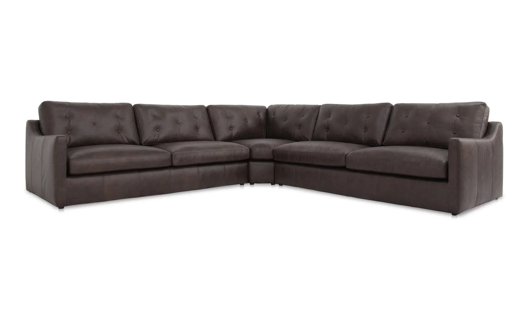 Thurlow Corner Modular Sectional Espresso Brown Leather - AmericanHomeFurniture