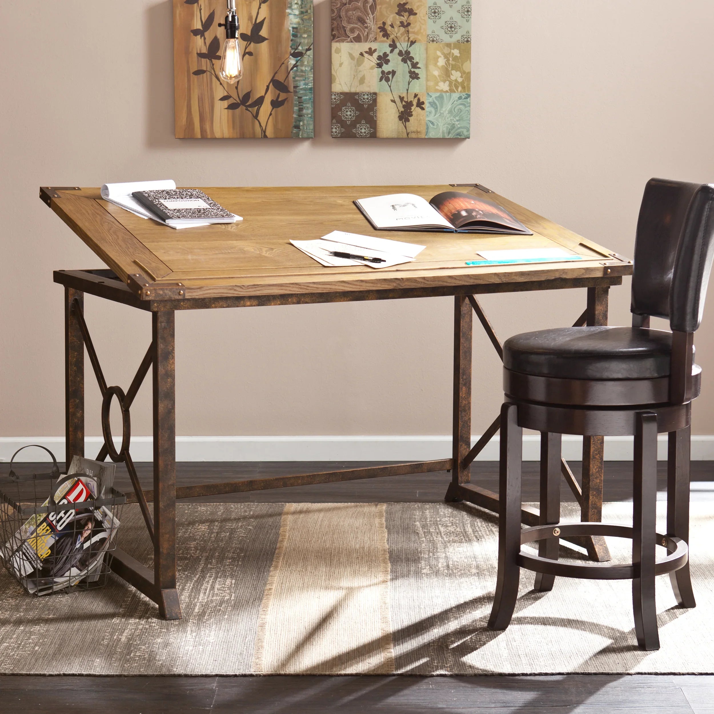 SEI Furniture Knightley Drafting Table - Thumbnail 4