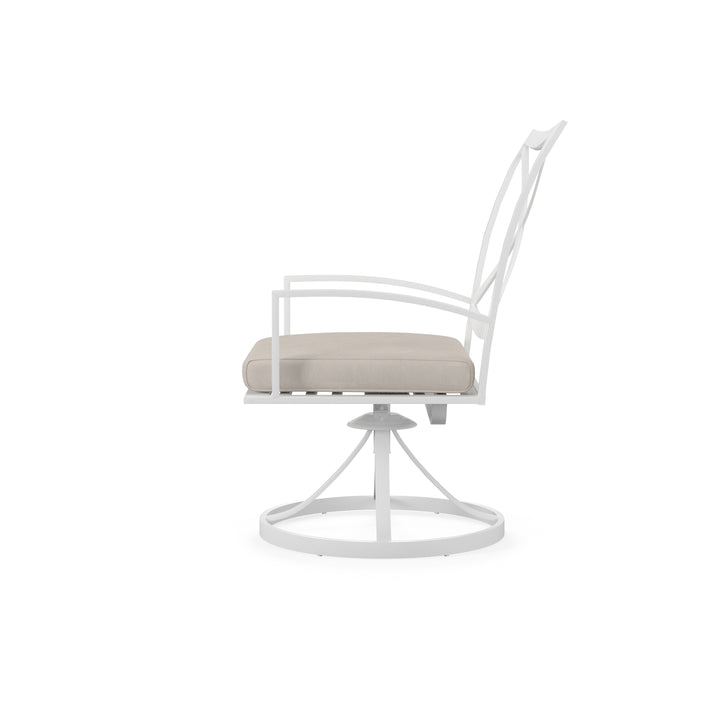 American Home Furniture | Sunset West - Bristol Swivel Dining Chair in Canvas Flax w/ Self Welt