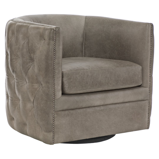Palazzo Gray Leather Swivel Chair