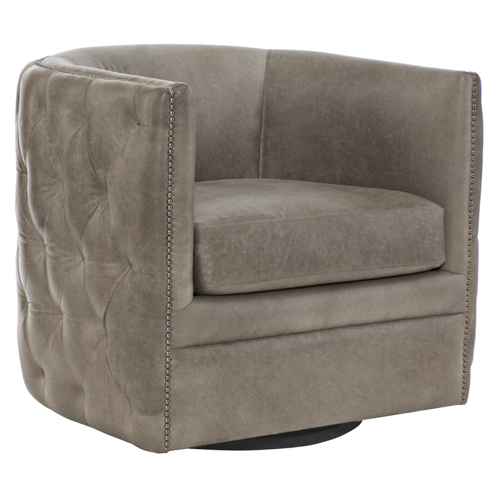 Palazzo Gray Leather Swivel Chair