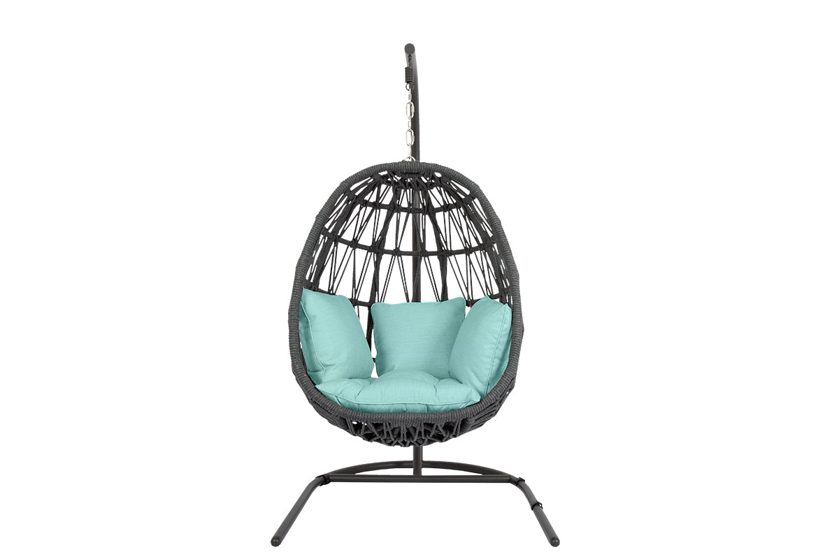 Milano Hanging Chair in Dupione Celeste w/ Self Welt