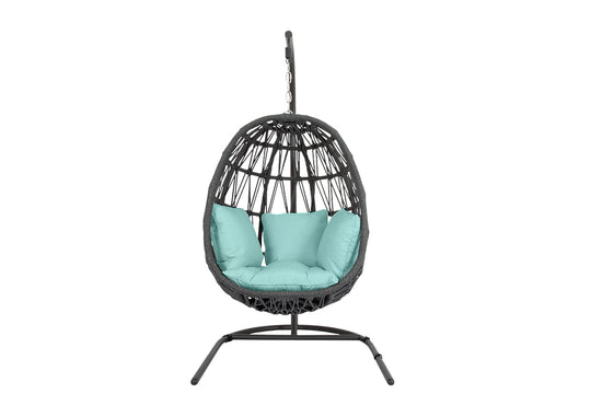 Milano Hanging Chair in Dupione Celeste w/ Self Welt