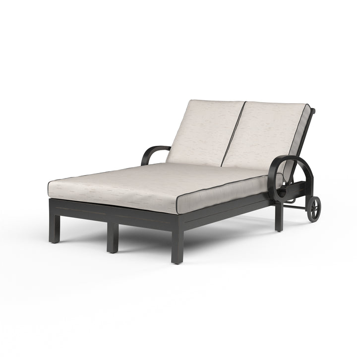 American Home Furniture | Sunset West - Monterey Double Chaise in Frequency Sand w/ Contrast Canvas Java Welt