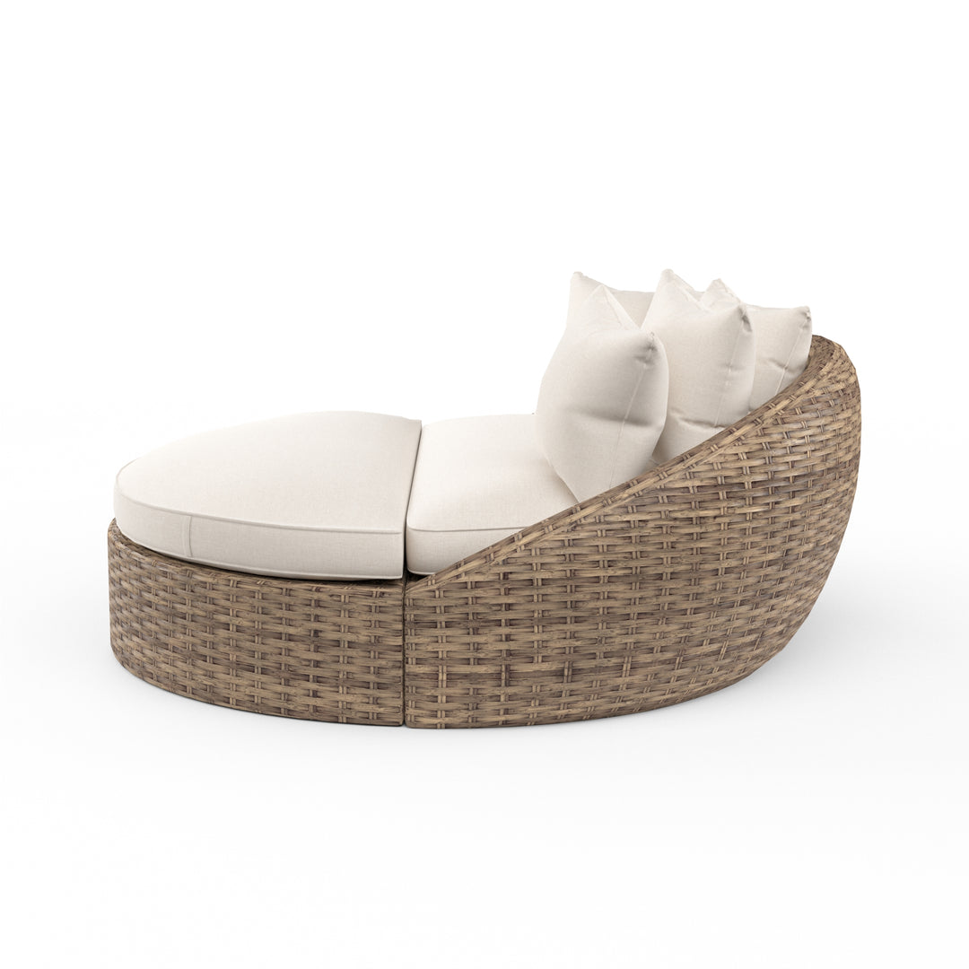 American Home Furniture | Sunset West - Havana Round Daybed in Canvas Flax w/ Self Welt