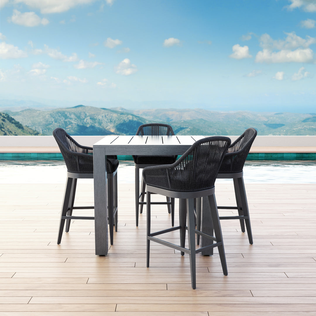 Milano Barstool in Dupione Celeste w/ Self Welt