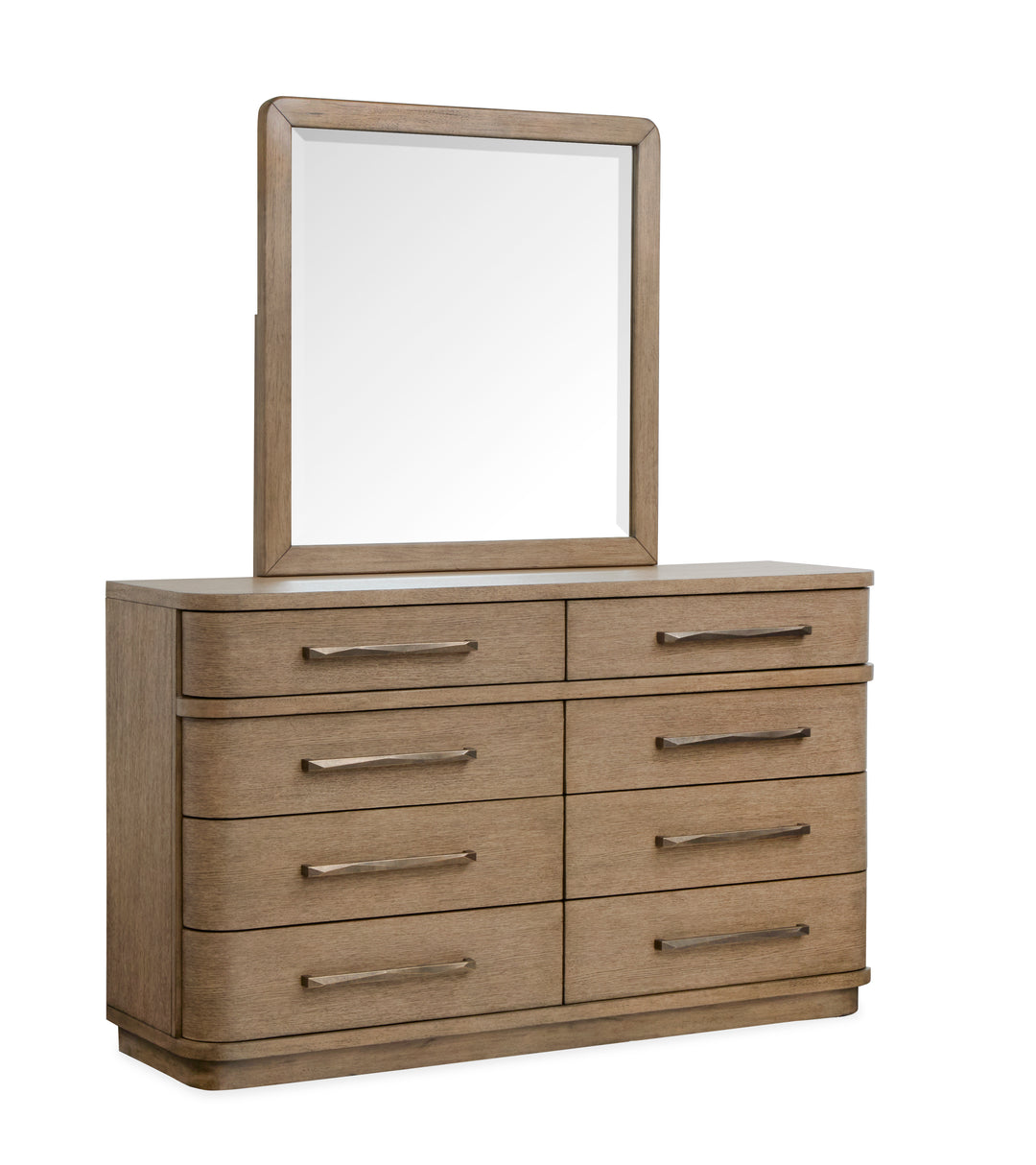 Thorne Amber Brown Double Drawer Dresser With Portrait Mirror - B6593-2242
