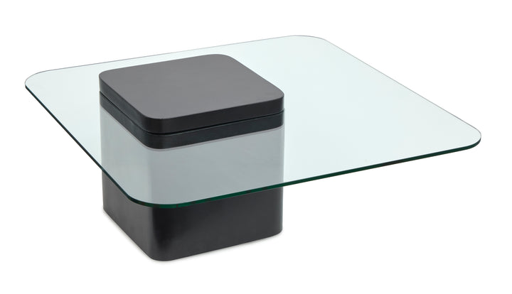 Donora Clear Glass And Obsidian Square Cocktail Table - T6388-41
