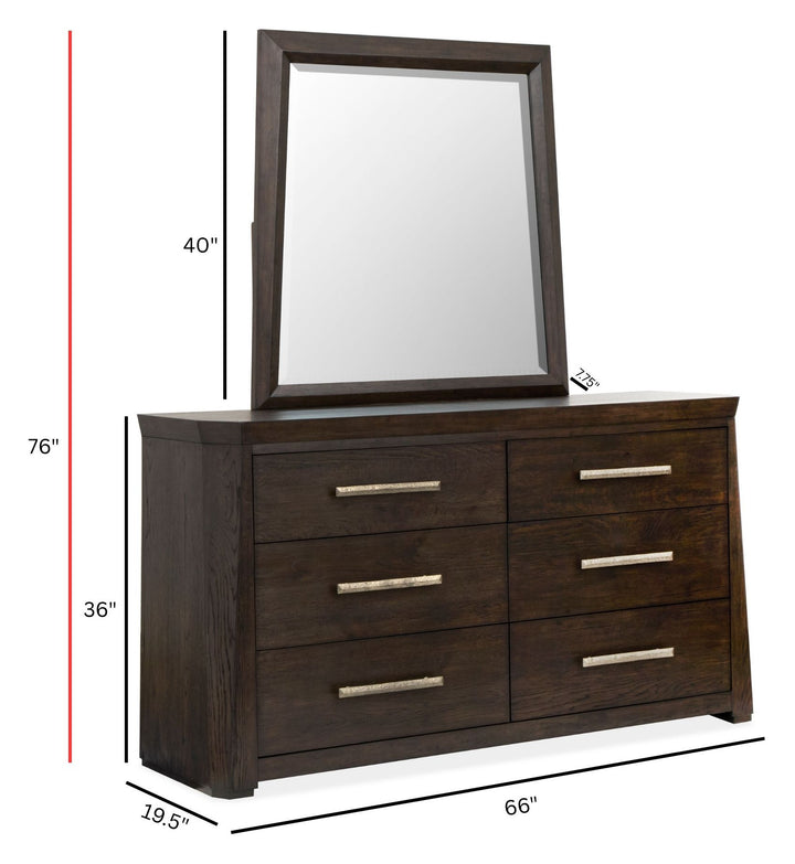 Tauren Coffee Bean Double Drawer Dresser With Shaped Mirror - B6434-2245