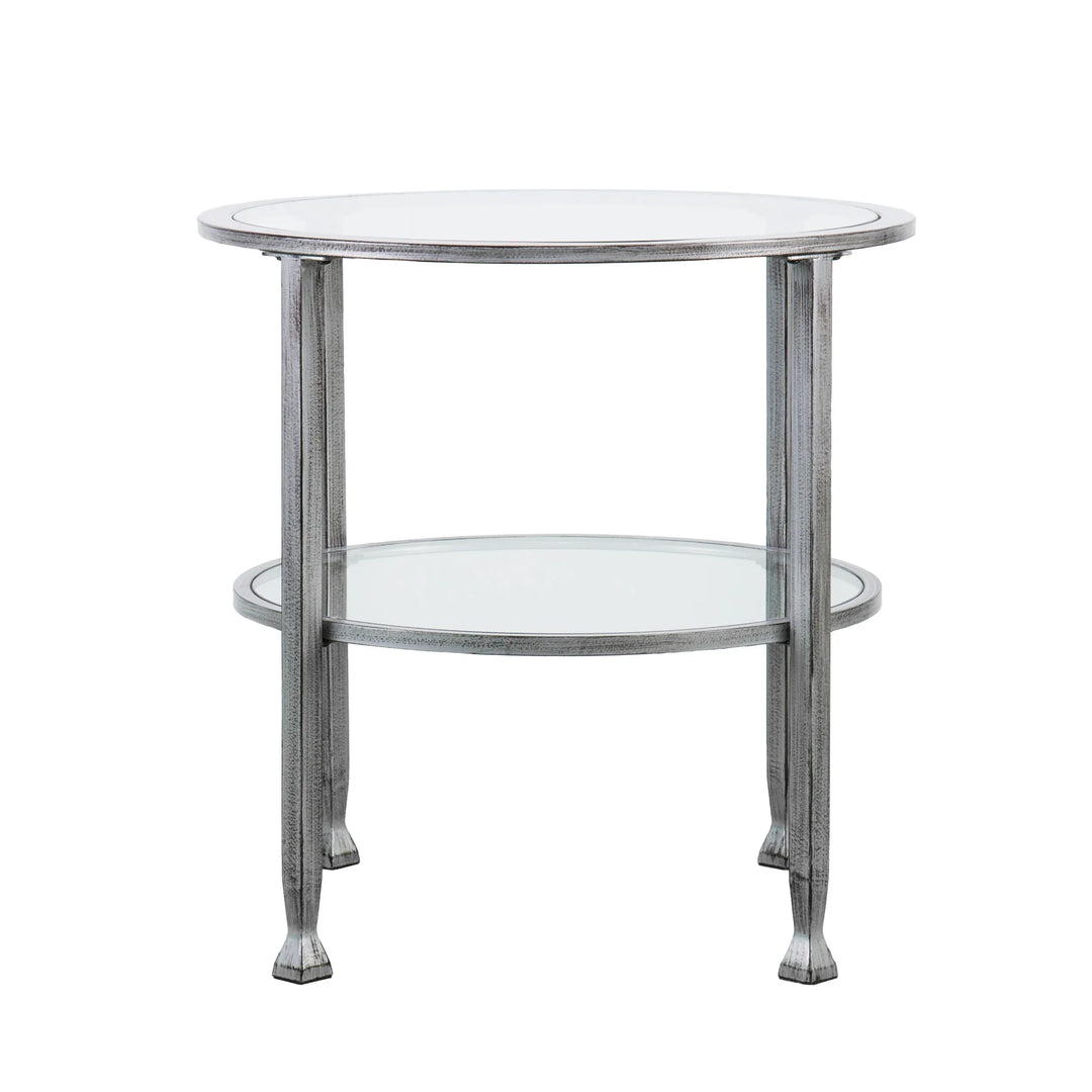 Jaymes Metal/Glass Round End Table - Silver - AmericanHomeFurniture