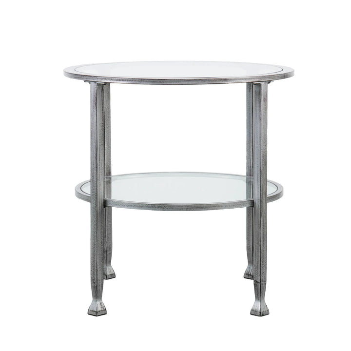 Jaymes Metal/Glass Round End Table - Silver - AmericanHomeFurniture