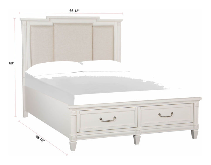 Willowbrook Egg Shell White Queen Panel Upholstered Storage Bed - B5324-55A