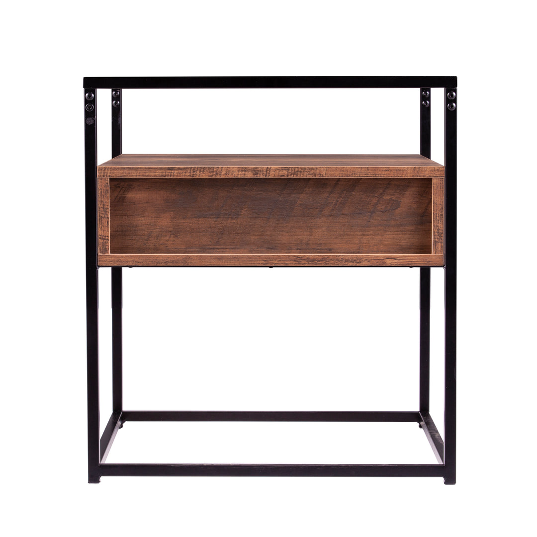 American Home Furniture | SEI Furniture - Olivern Glass-Top End Table w/ Storage