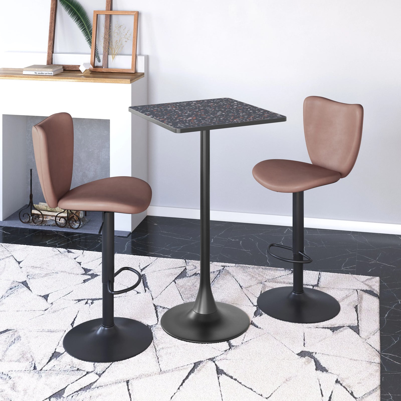 Zuo Elevate Barstool (Set of 2) Brown BAR STOOLS + COUNTER STOOLS