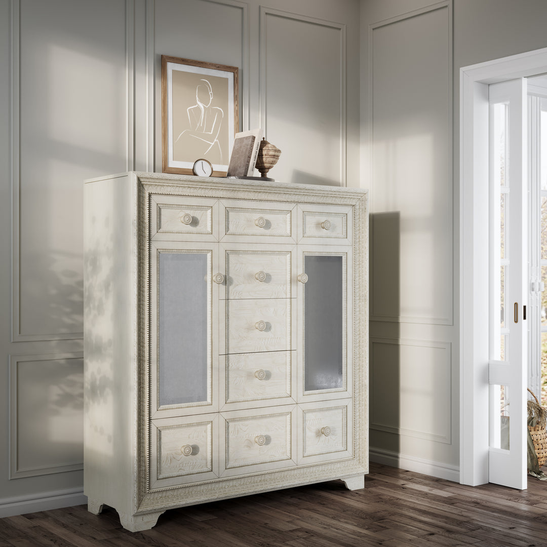 Camila Creamy White 9 Drawer Door Chest - P269125S
