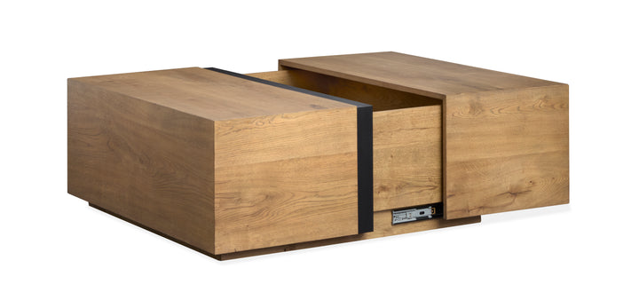 Ripley Rustic Caramel And Dark Bronze Square Cocktail Table With Casters - T6421-41