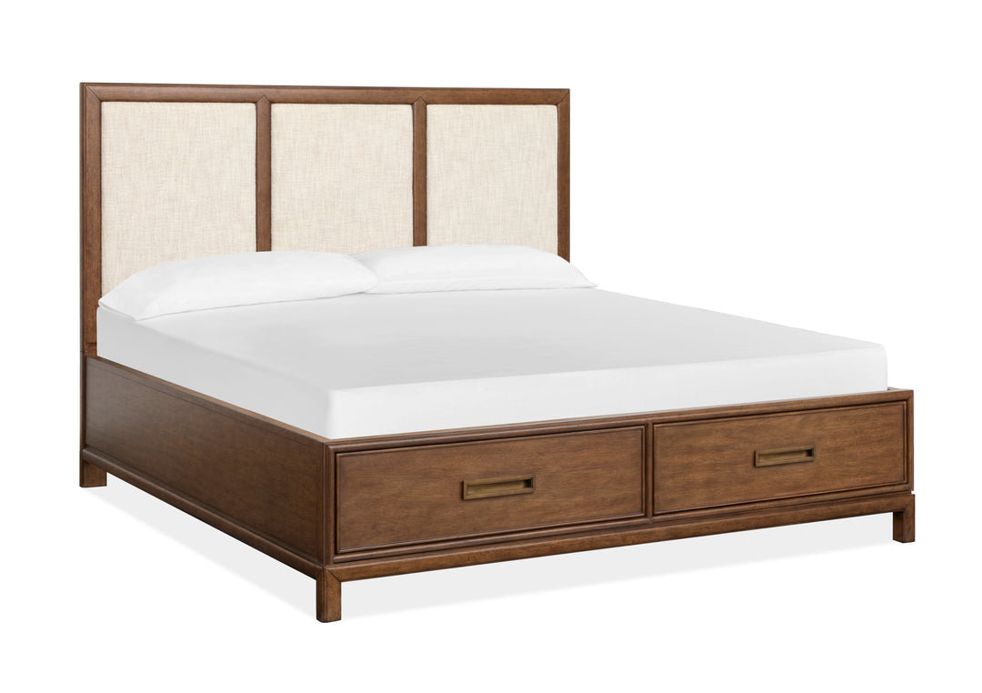 Ridgefield Russet California King Upholstered Panel Storage Bed - B6436-75A