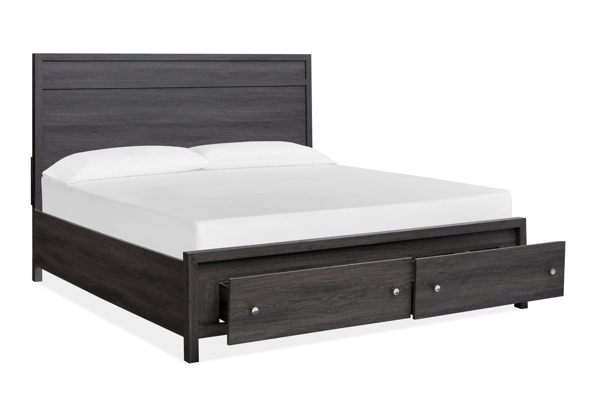 Merrifield Raisin Black King Panel Storage Bed - B6308-64A