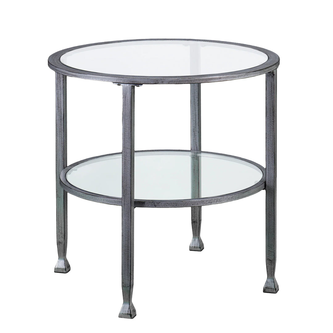 Jaymes Metal/Glass Round End Table - Silver - AmericanHomeFurniture