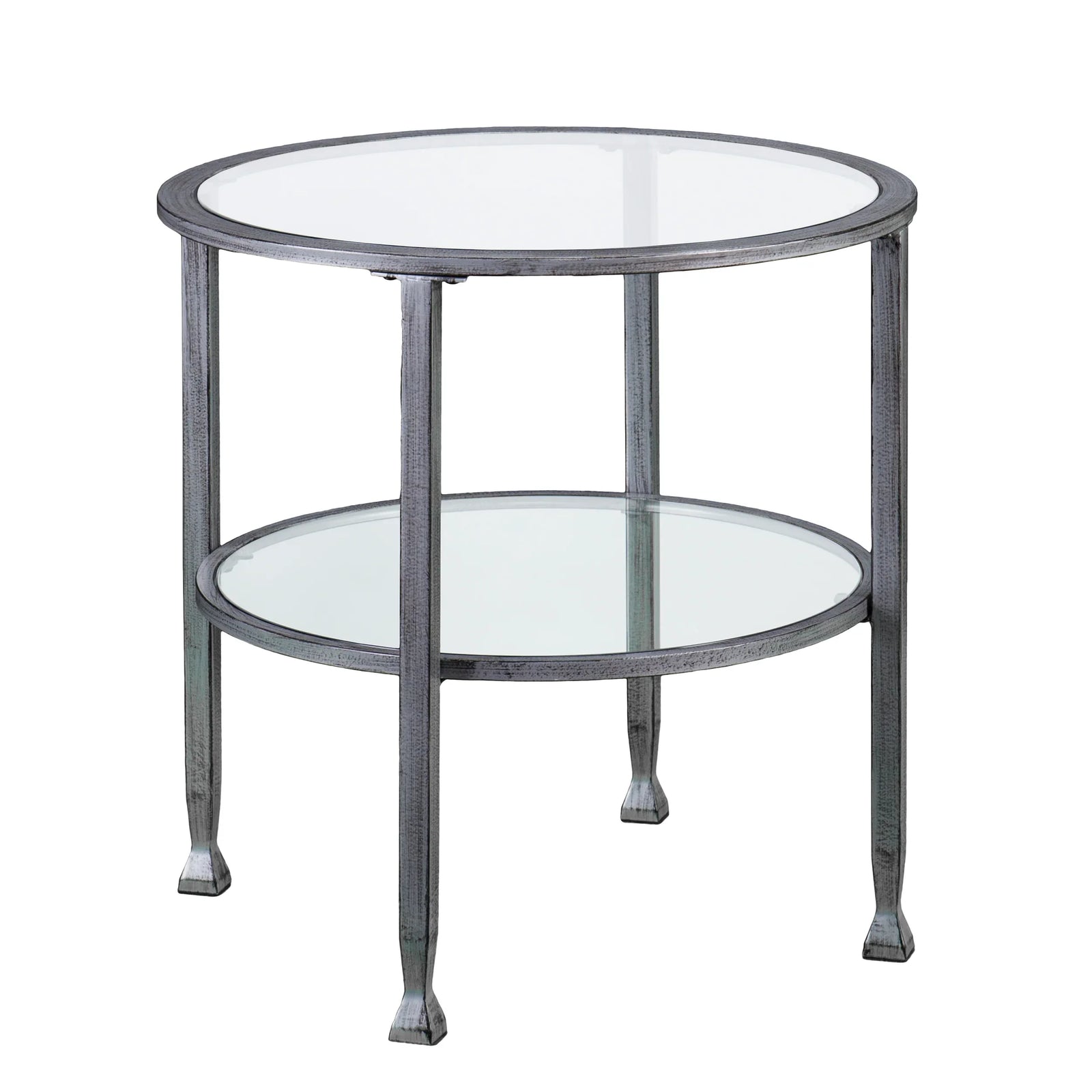 SEI Furniture Jaymes Metal/Glass Round End Table - Silver ACCENT TABLES