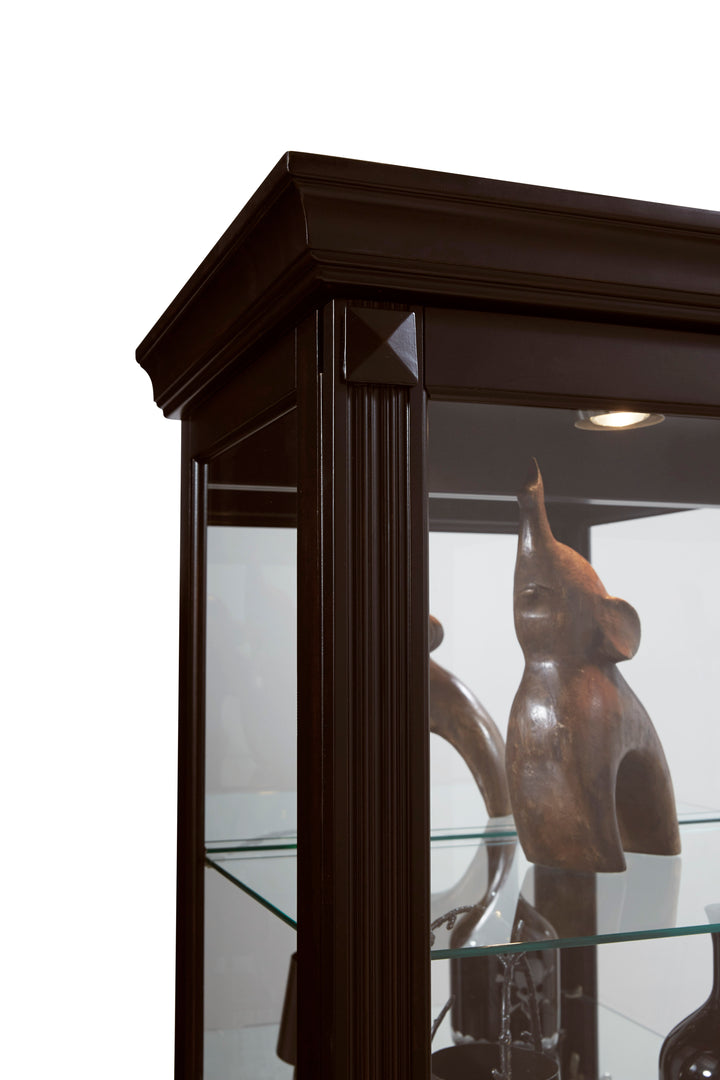 Curios Deep Cherry Brown Locking Slide Door 5 Shelf Curio Cabinet - 21459